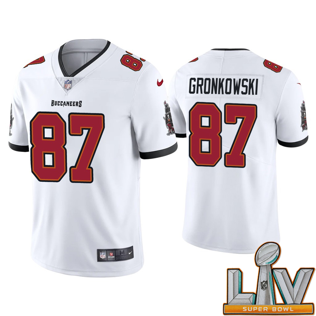 Super Bowl LV 2021 Men Tampa Bay Buccaneers #87 Rob Gronkowski Vapor Limited White NFL Jerseys